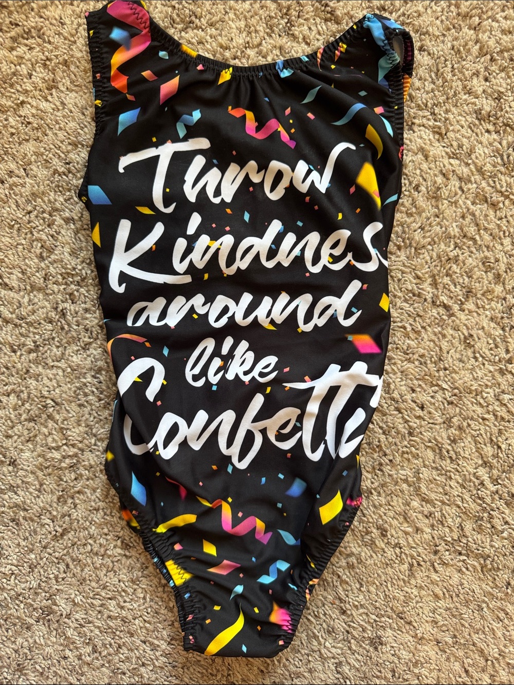 Black Confetti Print Leotard - "Throw Kindness Around Like Confetti"